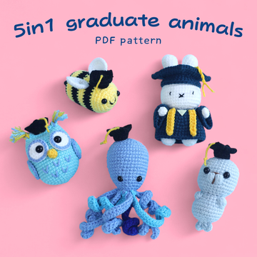 5-in-1 Student Animals Crochet Pattern