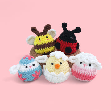 5-in-1 Easter Animals Basket Crochet Bundle