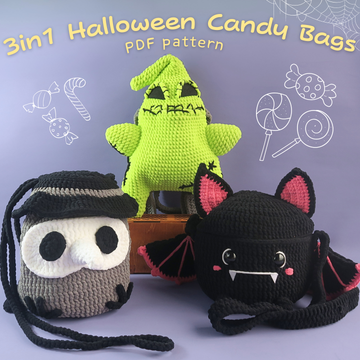 3-in-1 Halloween Candy Bags Crochet Pattern