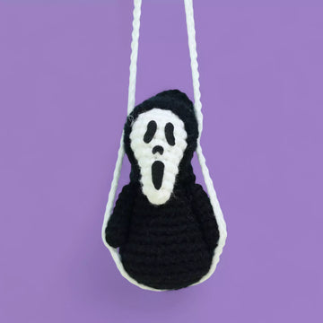 Ghost Face Car Hanging Crochet Pattern with Hooktasy