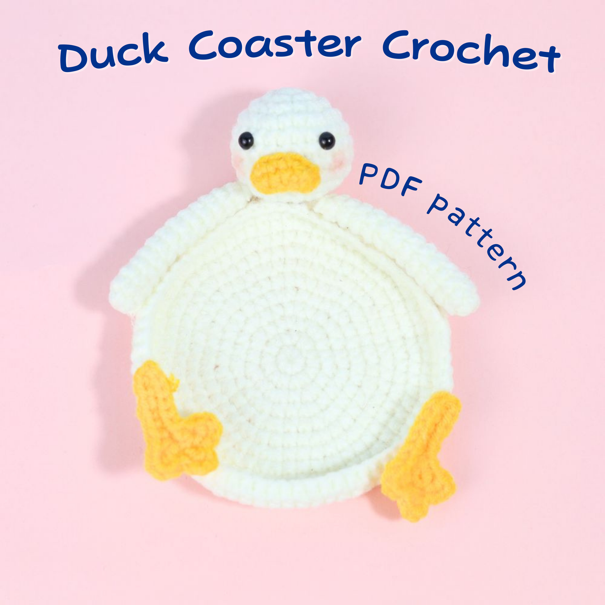 Duck Coaster crochet pattern PDF, duck crochet coaster, animal coaster pattern, amigurumi coaster pattern, beginner crochet coaster pattern, handmade crochet home decor gift