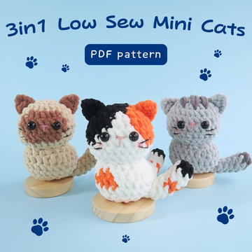 3in1 Low Sew Mini Cats Crochet Pattern