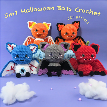 5in1 Halloween Bats Crochet Bundle Pattern