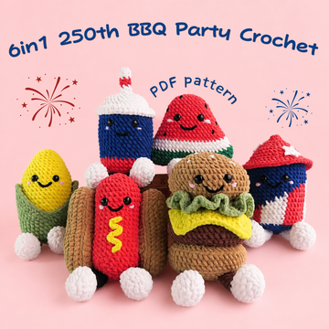 6in1 250th BBQ Party Pattern Bundle Crochet