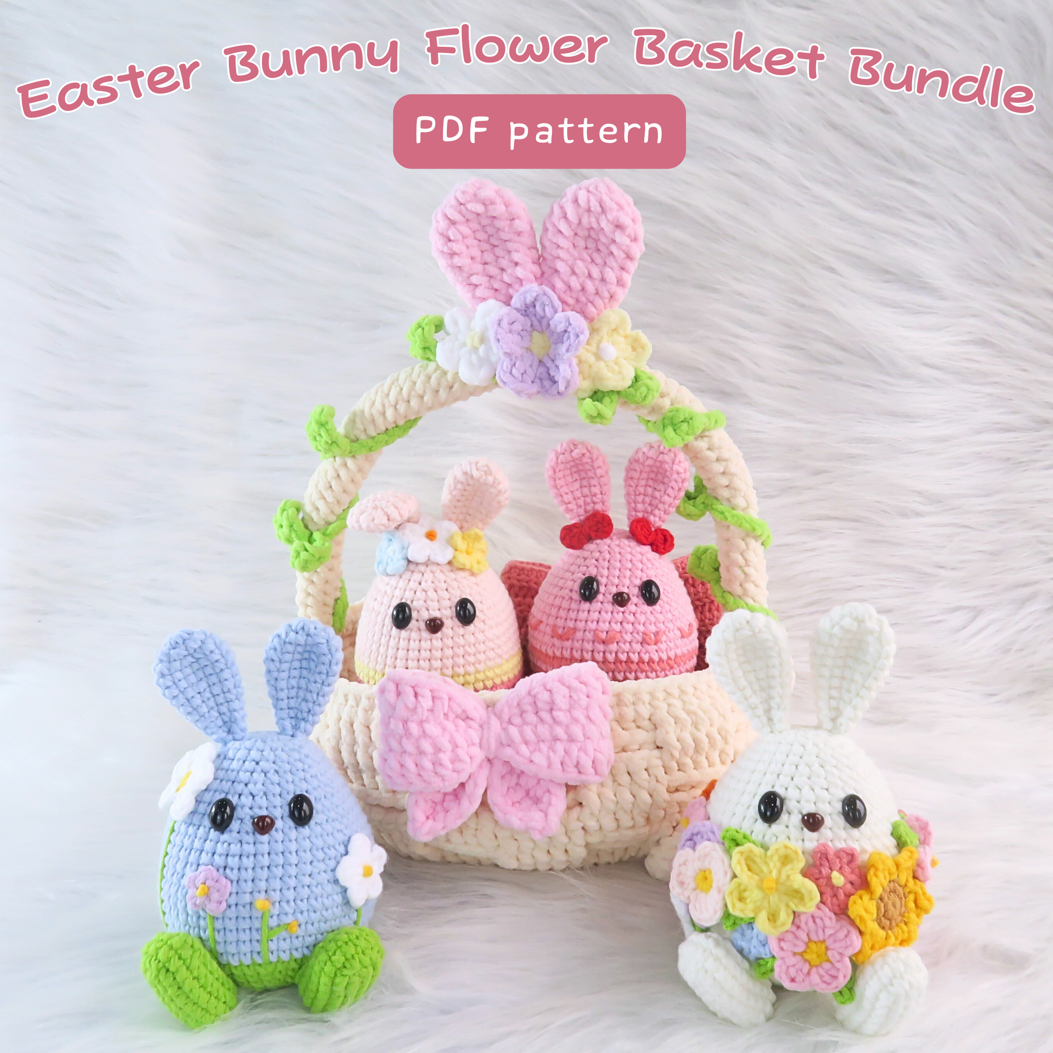 Easter Bunny Egg Basket Crochet Patterns Bundle – Hooktasy