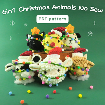 6in1 Xmas Animals  No Sew Crochet Pattern