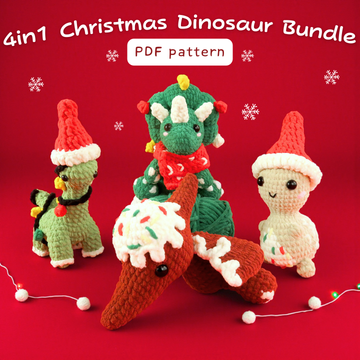 4in1 Christmas Dinosaur Bundle Crochet Pattern
