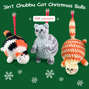 3in1 Chubby Cat Christmas Balls Crochet Pattern