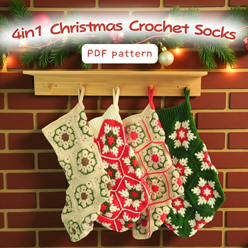4in1 Christmas Socks Crochet Pattern