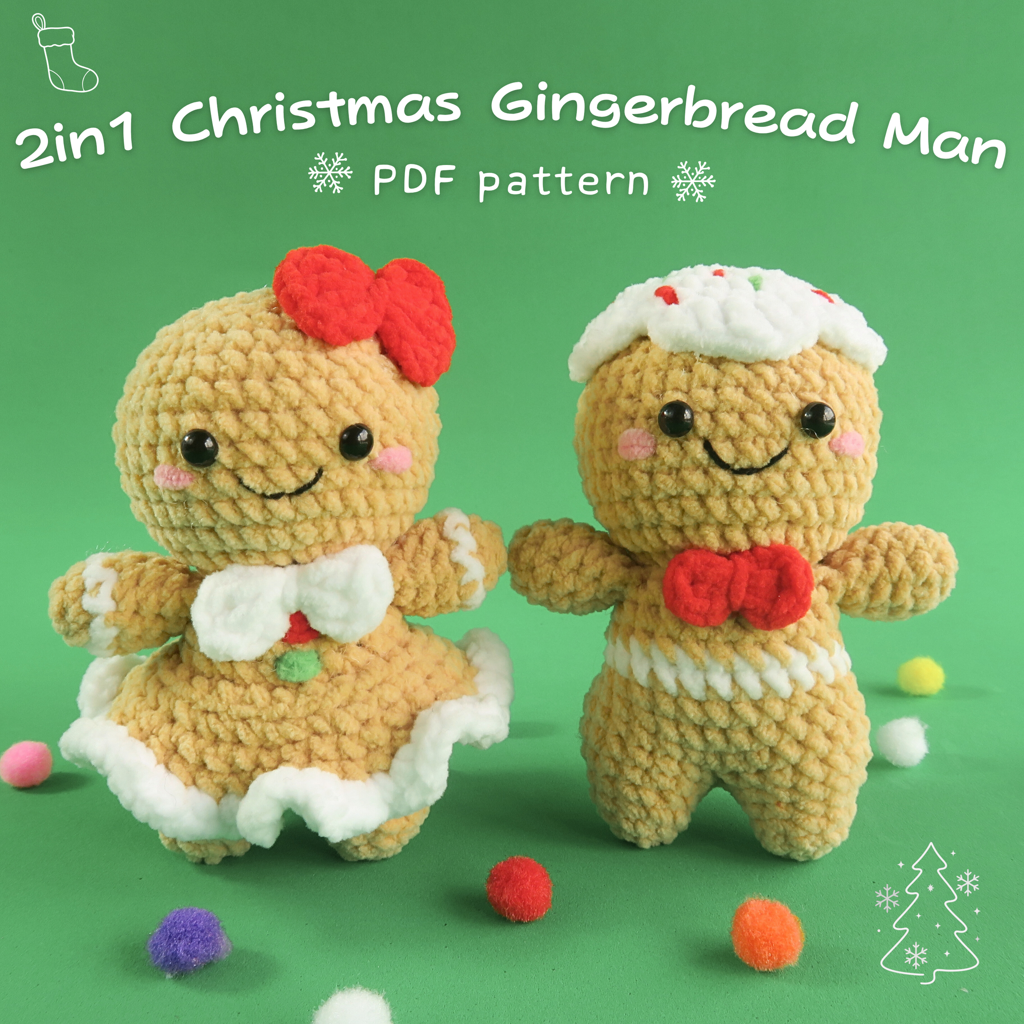 2-in-1 Big Butt Christmas Gingerbread Man Crochet Pattern