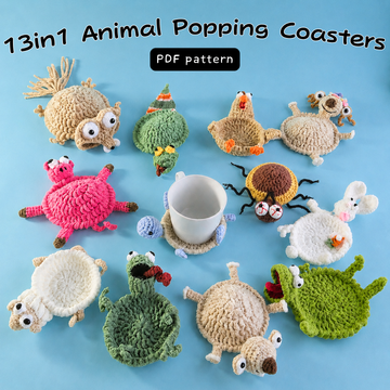13in1 Animal Popping Coasters Crochet Bundle Pattern
