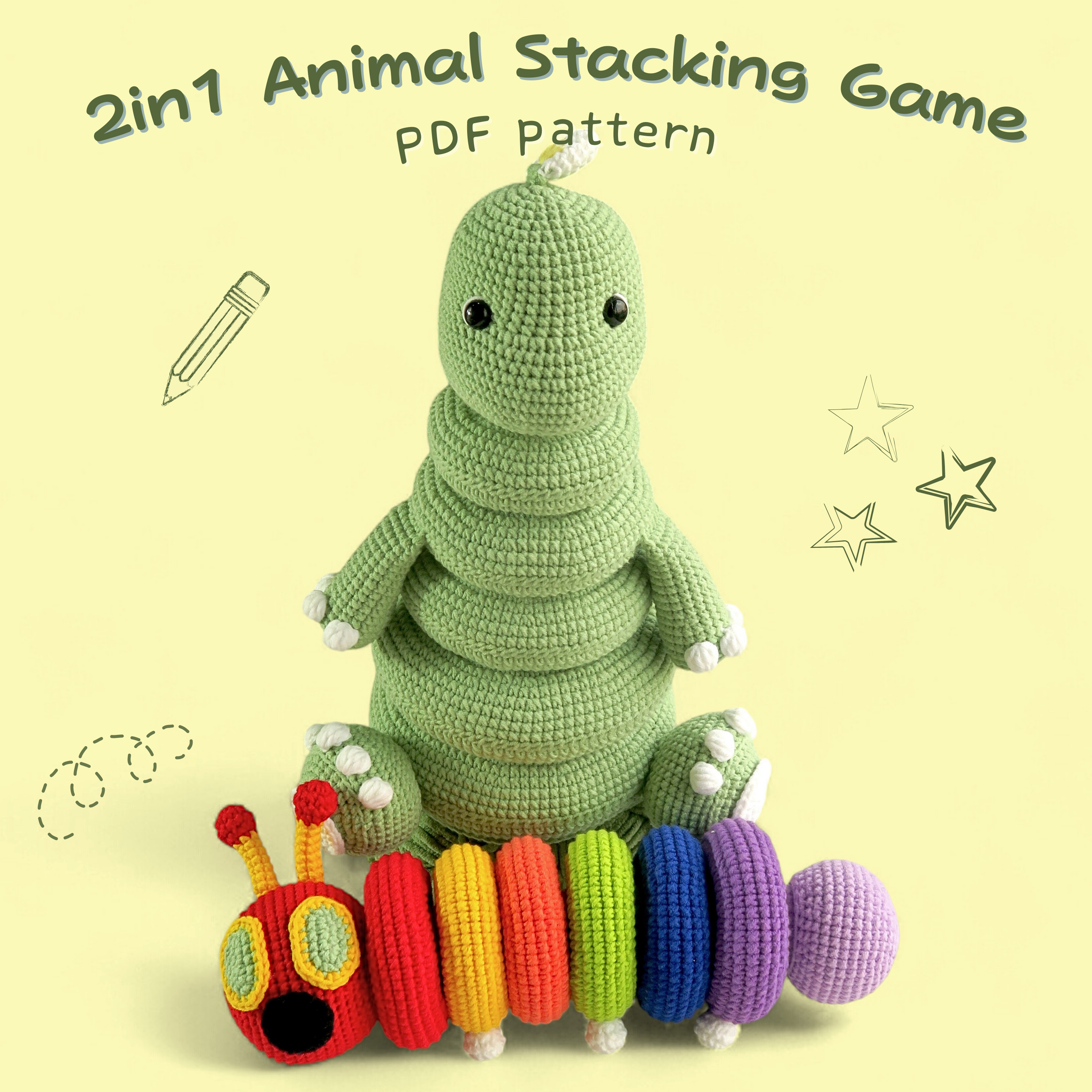 Stackable Crochet Pattern 2-in-1 Animal Stacking Toy Crochet Pattern – Hooktasy