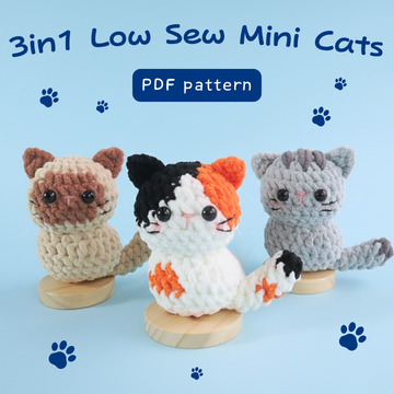 3in1 Low Sew Mini Cats Crochet Pattern