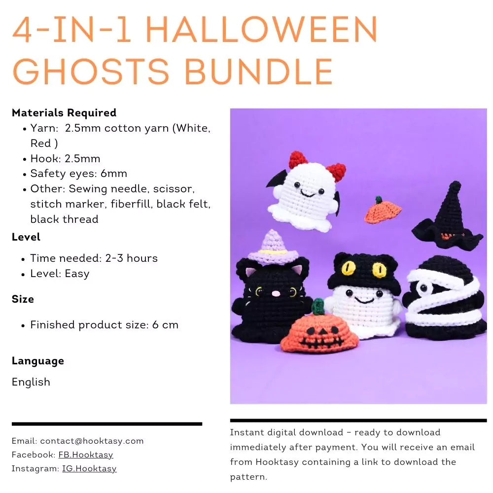 4-in-1 Ghosts Halloween Crochet Pattern