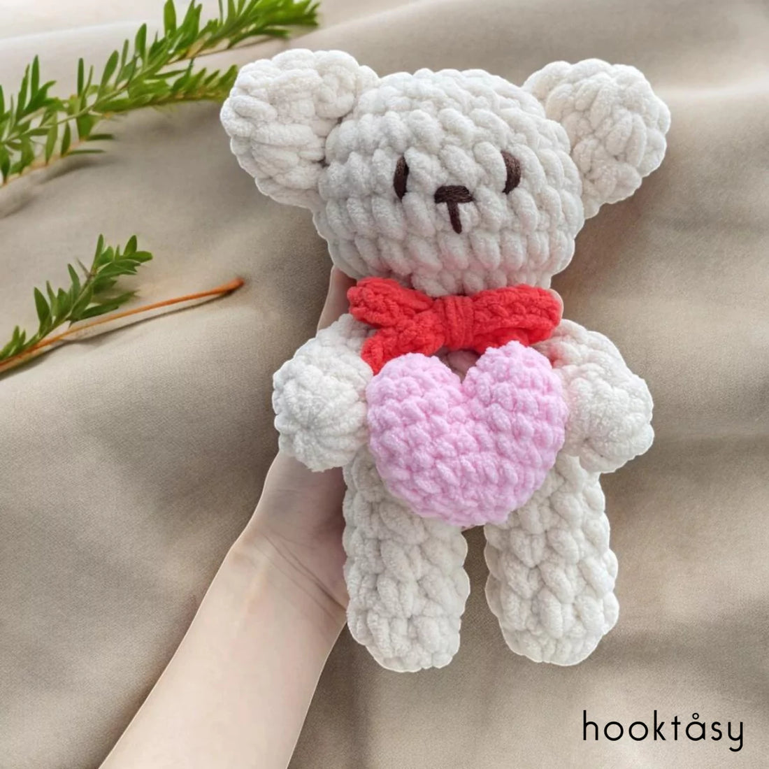 Teddy Bear Holding Your Heart Valentine - Hooktasy