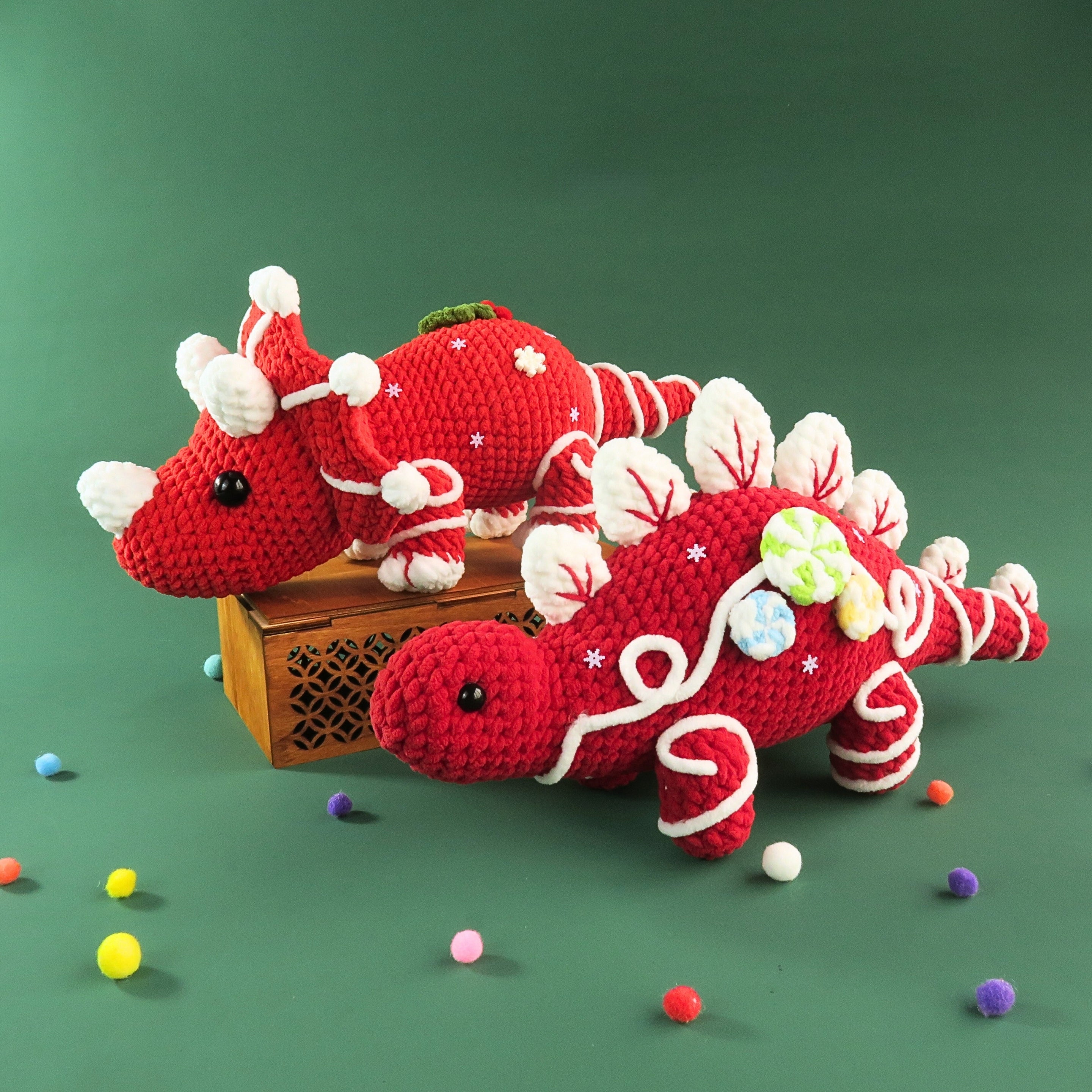 4in1 Candy Cane Christmas Dragon & Dinosaur Crochet Pattern – Hooktasy