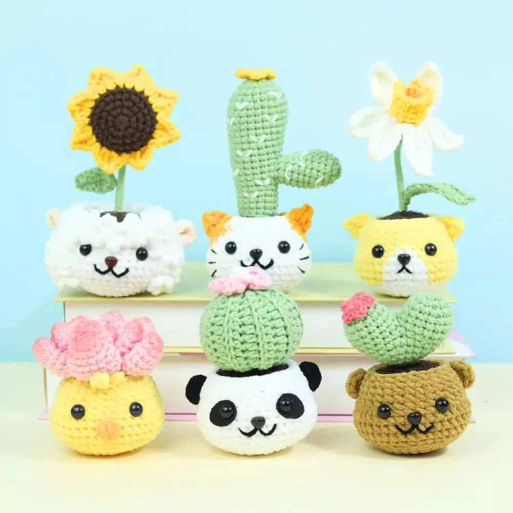 potted plant animal 6 Cute Animal Plant Pot Crochet Pattern