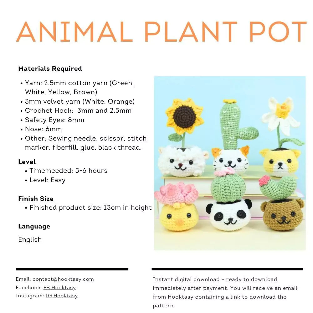 Animal Plant Pot Crochet Pattern