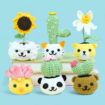 6-in-1 Animal Cactus Plant Pot Crochet Pattern