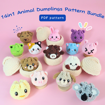 14in1 Viral Animal Dumplings & Steamer Crochet Bundle Pattern