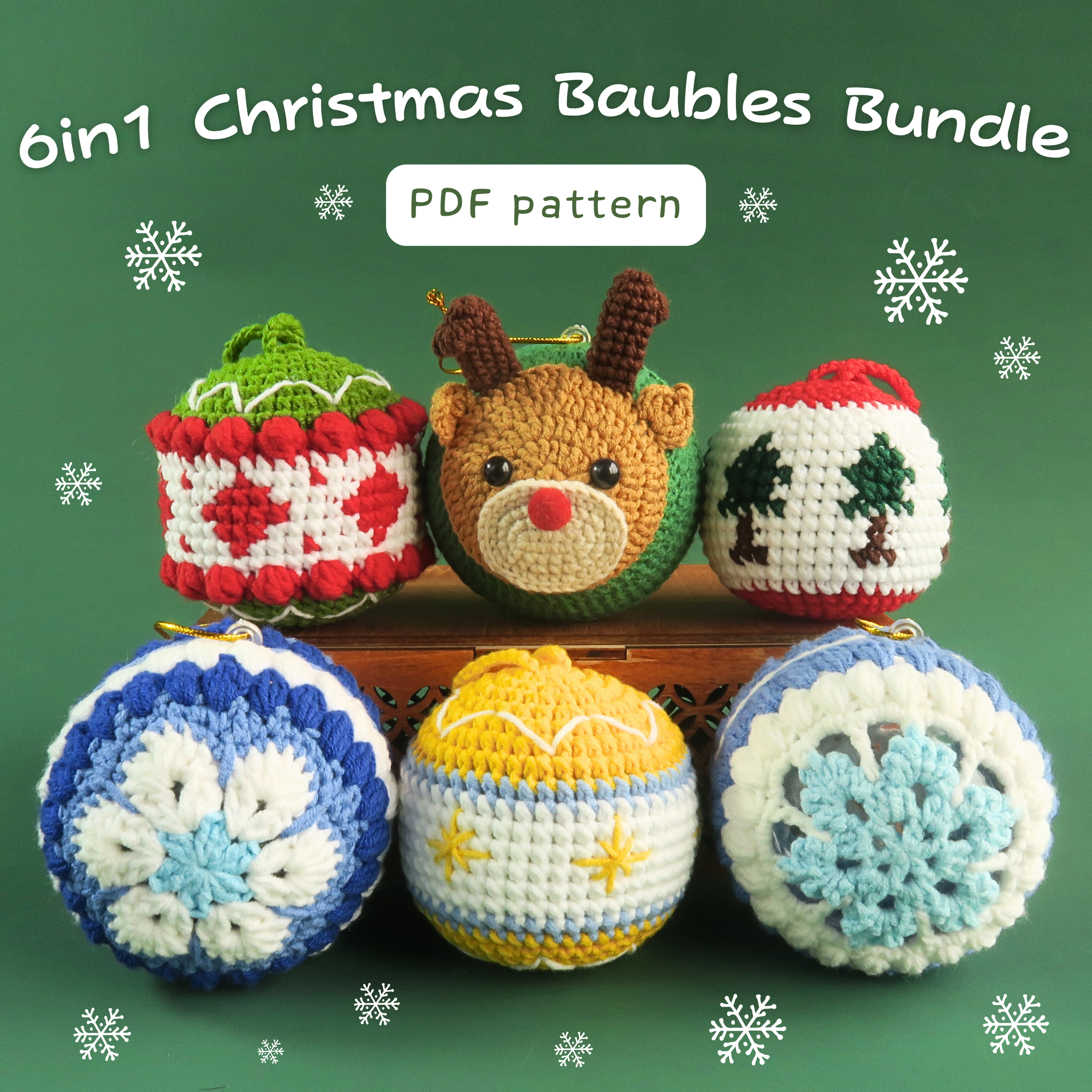 6in1 Christmas Bauble Crochet Pattern Bundle