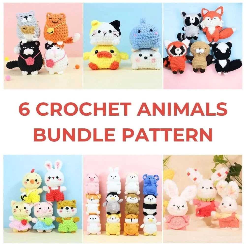 6 Animals Collection Crochet Pattern - Hooktasy