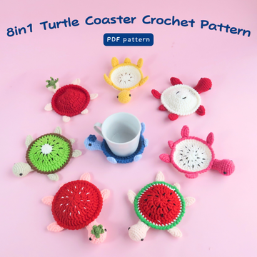 8-in-1 Fruit Turtle Popping Coasters Crochet Pattern