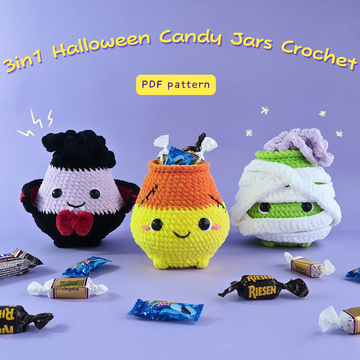 3-in-1 Halloween Cauldron Candy Holder Crochet Pattern
