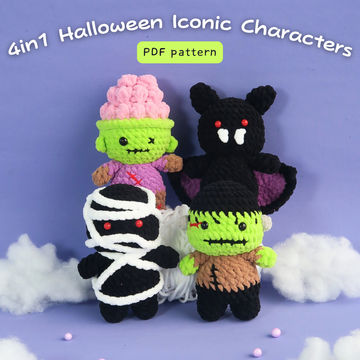 4-in-1 Halloween Iconic Characters Crochet Pattern