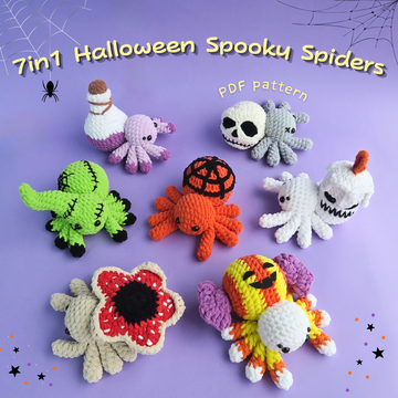 7-in-1 Halloween Spooky Spiders Crochet Pattern Bundle