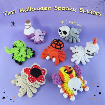 7-in-1 Halloween Spooky Spiders Crochet Pattern Bundle