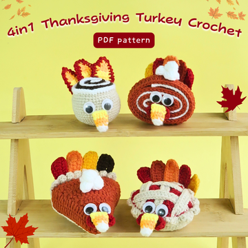 4in1 ThanksGiving Turkey Foodie Crochet Pattern