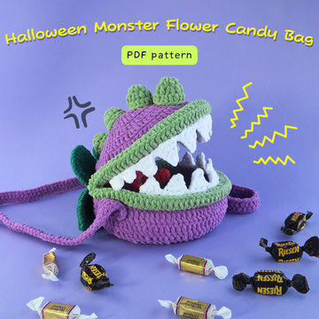 Halloween Monster Flower Candy Bag Crochet Pattern