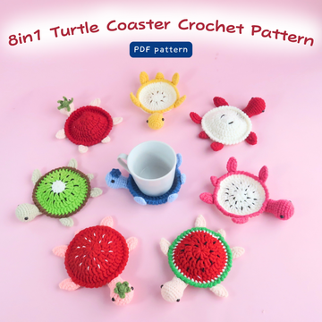 8-in-1 Fruit Turtle Popping Coasters Crochet Pattern