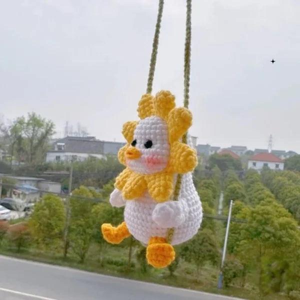 Duck With Flower Neck Car Hanging - Hooktasy