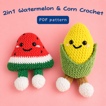 2in1 USA Watermelon & Corn Crochet Pattern