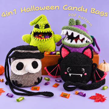 4in1 Halloween Candy Bags Crochet Bundle Pattern