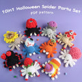 Hooktasy Family Membership can access 10-in-1 Halloween spider party set PDF pattern on a purple background
