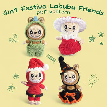 4-in-1 Festive Labubu Crochet Pattern
