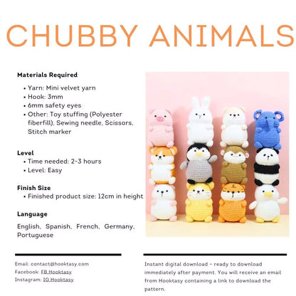 Chubby Animals Crochet Pattern