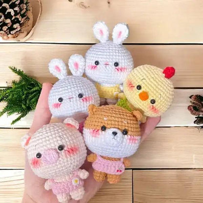 Farm Bundle Animals Cute Pig, Rabbit, Shiba, Chicken - Hooktasy