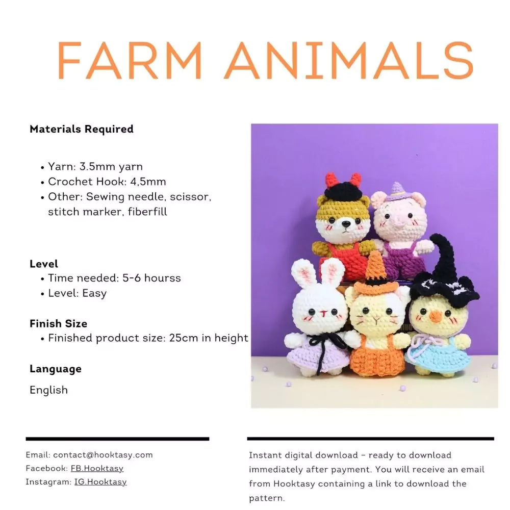 Halloween Farm Animals Crochet Pattern 