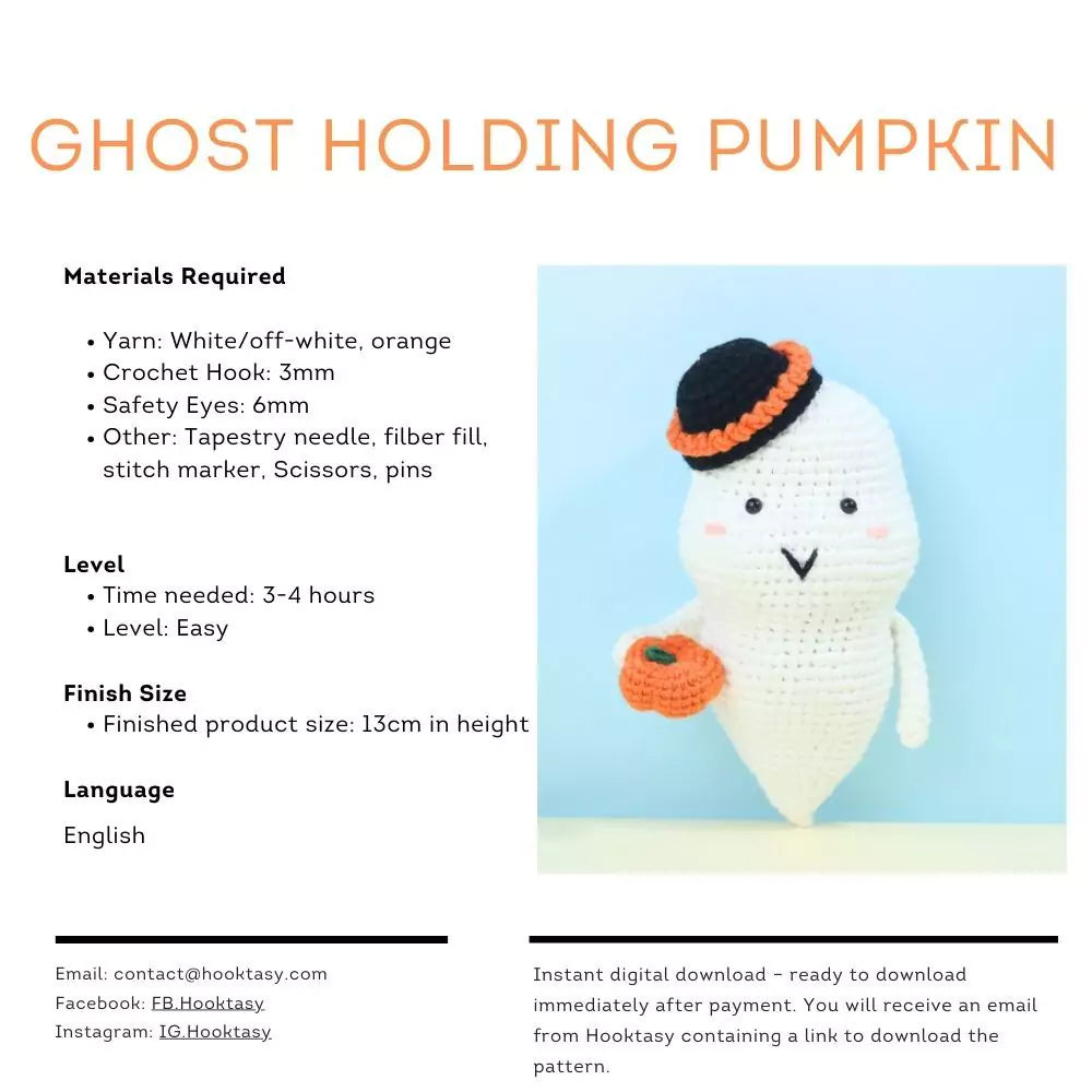 Ghost Holding Pumpkin Crochet Pattern