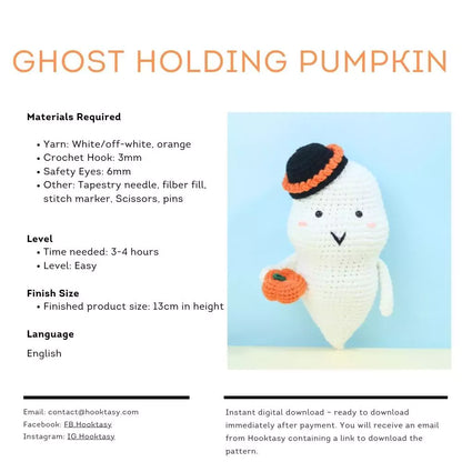 Ghost Holding Pumpkin Crochet Pattern