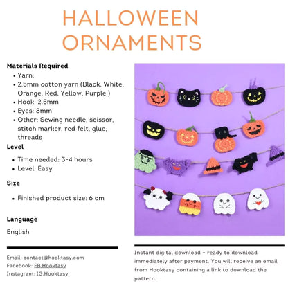 Halloween Ornaments Bundle Crochet Pattern