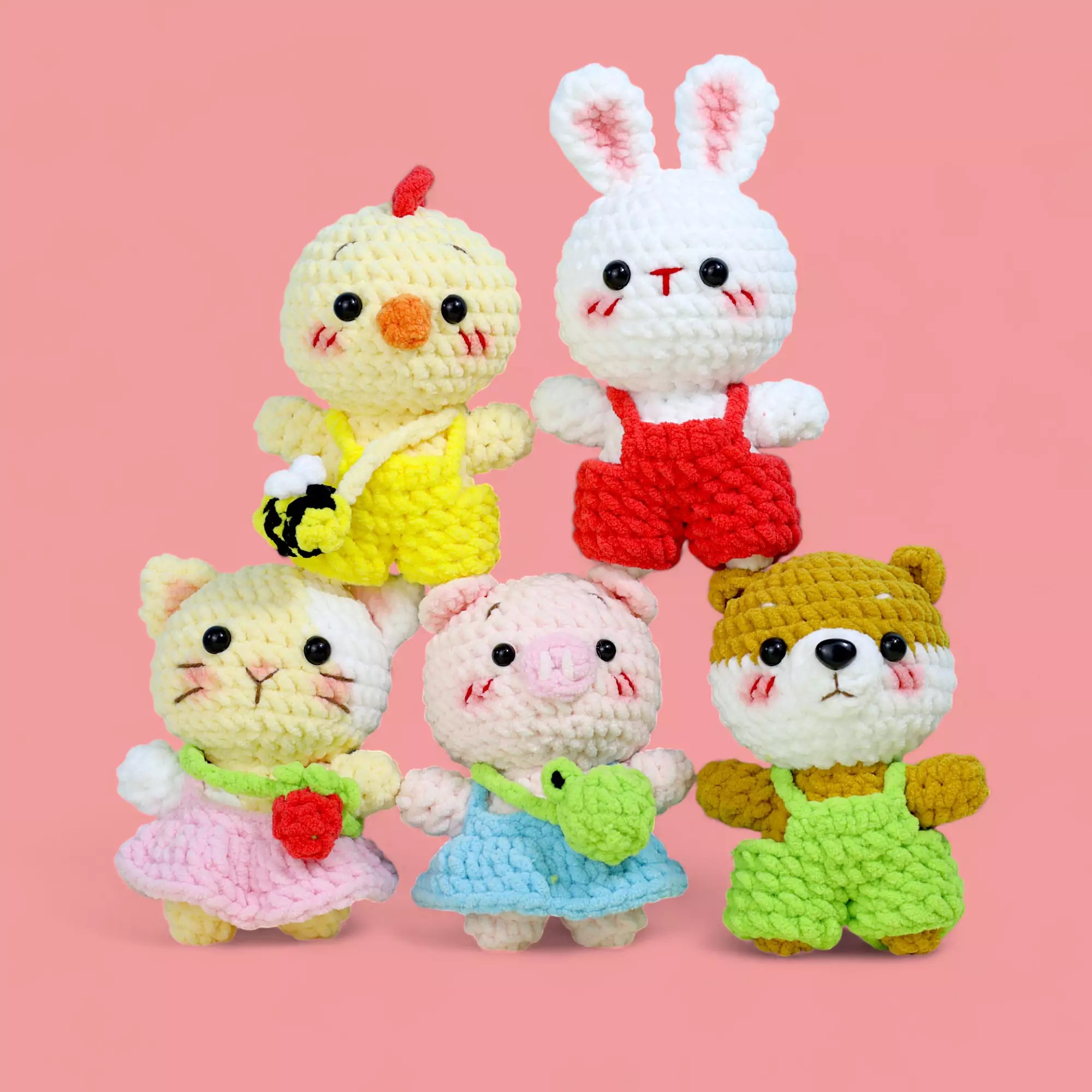 5-in-1 Happy Farm Animals Crochet Pattern