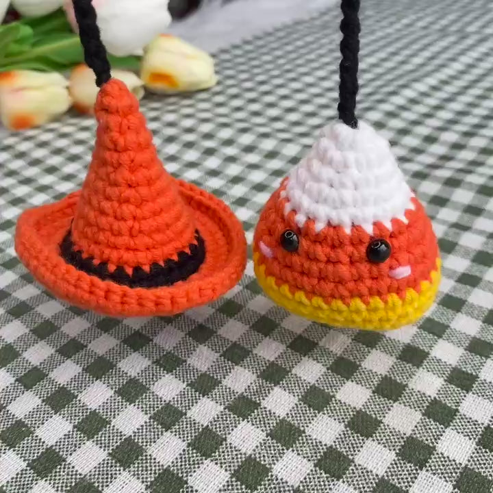 Cute candy corn with magic hat hanging car
