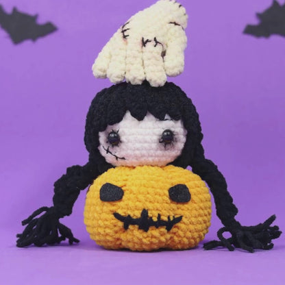 Wednesday Pumpkin Witch Halloween Crochet Pattern