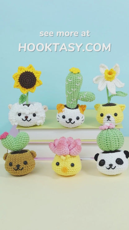 6-in-1 Cute Animal Cactus Plant Pot Crochet Pattern