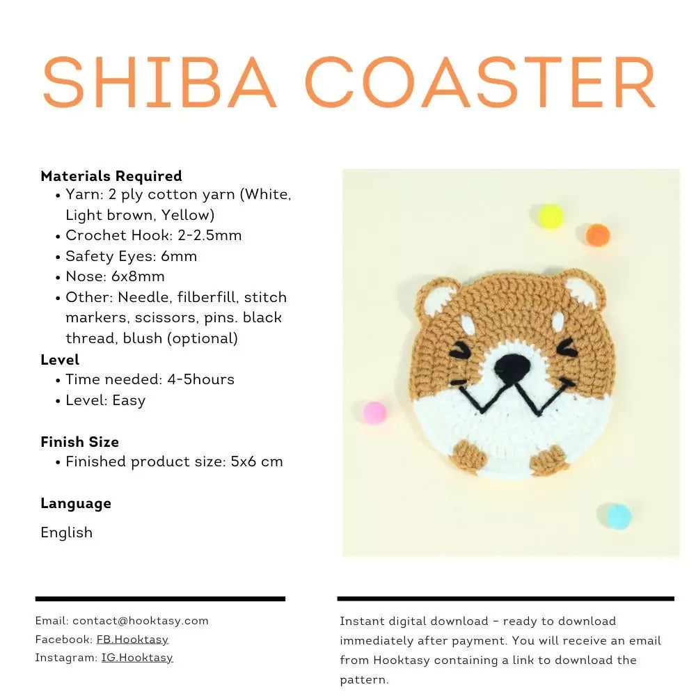 Shiba Coaster Crochet Pattern